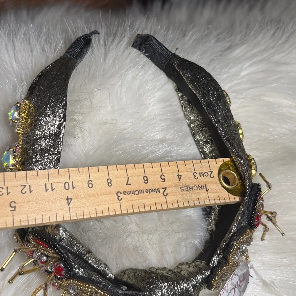 NWT headband beaded butterfly butterflies crystals adornment costume party gold‎